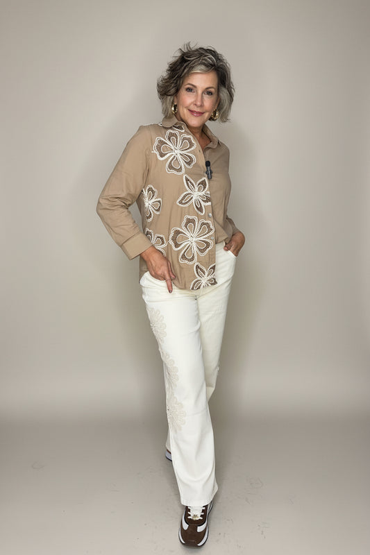 BLUSA CAMISERA BORDADA